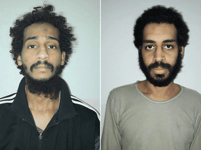 Captured British Islamic State fighters El Shafee el-Sheikh, left, and Alexanda Kotey in 2018. The two British men were members of an execution squad dubbed "the Beatles" by the Western media.