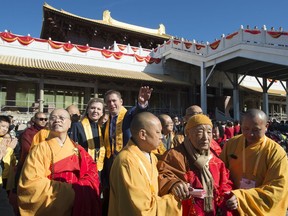 Conservative Leader Andrew Scheer and his wife Jill attends the opening of a Buddhist Temple in Bethany, Ont., on Saturday, October 5, 2019.