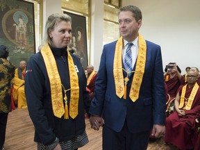 Conservative Leader Andrew Scheer and his wife Jill attend the opening of a Buddhist Temple in Bethany, Ont. on Saturday, October 5, 2019.