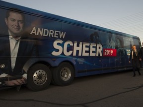 Conservative leader Andrew Scheer and his wife Jill arrive for a campaign stop in Mississauga, Ont. Tuesday, October 8, 2019.