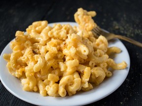 A plate of macaroni and cheese. A Panera employee said she was fired after posting a video that said the dish was not made on-site for customers.