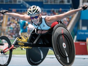 In this file photo taken on September 10, 2016 Belgium's Marieke Vervoort reacts after winning the silver medal for the women's 400 m (T52) of the Rio 2016 Paralympic Games at the Olympic Stadium in Rio de Janeiro.