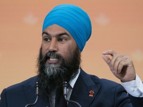 NDP Leader Jagmeet Singh addresses the Canadian Union of Public Employees convention in Montreal, on Wednesday, October 9, 2019. As the federal party leaders prepare for the final debate of the election ahead of the last week of the campaign, many eyes are on Singh, who has emerged as something of a dark horse in recent weeks, with many pundits and voters declaring him the upstart winner one or both of the two previous debates.