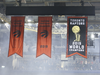 The Toronto Raptors’ new championship banner hangs in Scotiabank Arena, Oct. 22, 2019.