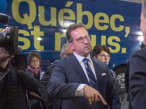Bloc Quebecois Leader Yves Blanchet arrives for the TVA french language debate in Montreal, Wednesday, Oct. 2, 2019.