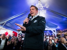 Andrew Scheer, leader of Canada's Conservative Party, speaks during a rally in Langley, British Columbia, Canada, on Friday, Oct. 11, 2019.