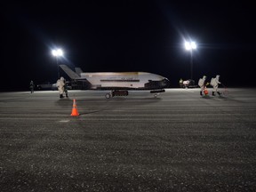 The Air Force's X-37B Orbital Test Vehicle Mission 5 is seen after landing at NASA's Kennedy Space Center Shuttle Landing Facility, Florida, U.S., October 27, 2019.