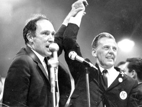 Pierre Elliott Trudeau, with Eric Kierans' support at the convention, wins the Liberal leadership in 1968.