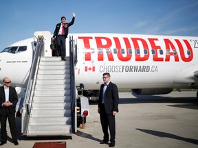 Liberal Leader Justin Trudeau arrives for an election campaign visit in Vancouver on Oct. 11, 2019.
