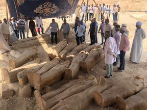 Egyptian officials have not given the time frame from which the coffins date, but the site where they were found was once part of the ancient city of Thebes