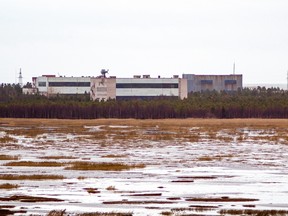 A picture taken on November 9, 2011 shows buildings at a military base in the small town of Nyonoska in Arkhangelsk region. - Two people were killed on August 8, 2019 in an explosion at a military base used for missile tests in the far north of Russia, the defence ministry said in a statement to news agencies.