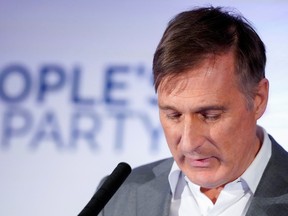 People's Party of Canada leader Maxime Bernier reacts after the announcement of federal election results in Beauceville, Quebec, Canada October 21, 2019.