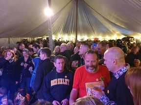 A niggle of Nigels congregate at the Fleece Inn on Sept. 28, 2019 at the first-ever Nigel Night in Bretforton, U.K.