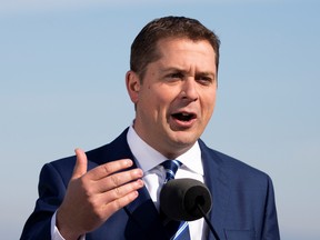 Leader of Canada's Conservatives Andrew Scheer campaigns for the upcoming election in Delta, British Columbia, Canada October 11, 2019.