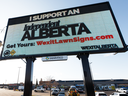 An electronic billboard in Edmonton calls for the separation of Alberta from Canada.