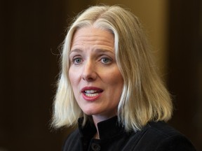 Environment and Climate Change Minister Catherine McKenna speaks in the Foyer of the House of Commons in Ottawa, May 3, 2019.