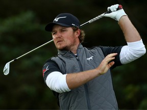 Eddie Pepperell of England plays his shot from the fifth tee during the first round of the 148th Open Championship held on the Dunluce Links at Royal Portrush Golf Club on July 18, 2019 in Portrush, United Kingdom.