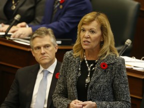 Ontario Deputy Premier Christine Elliott  speaks on the first day of the Fall session at the Queen's Park Legislature on Monday October 28, 2019.