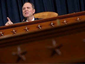 House Intelligence Committee Chairman Rep. Adam Schiff (D-CA) delivers closing remarks at the end of an impeachment inquiry hearing in the Longworth House Office Building on Capitol Hill November 21, 2019 in Washington, DC.