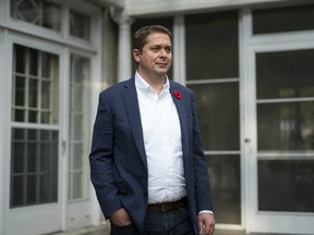 Conservative Leader Andrew Scheer is seen at Stornoway, the official residence of the Canada's leader of the Official Opposition, in Ottawa, on Thursday, Oct. 24, 2019.