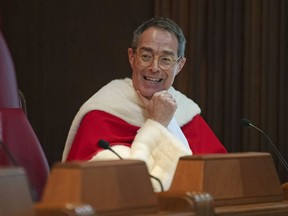 Supreme Court Justice Nicholas Kasirer smiles during during an official welcome ceremony in Ottawa, Monday November 4, 2019.