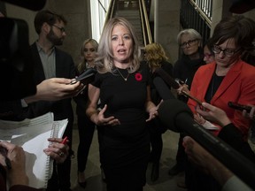 Conservative MP Michelle Rempel speaks with the media before attending Conservative caucus on Parliament Hill in Ottawa, Wednesday November 6, 2019.