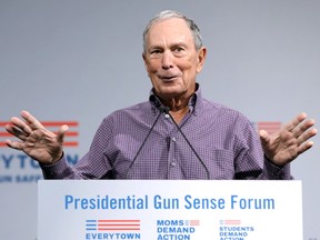Former New York City Mayor Michael R. Bloomberg speaks during the Presidential Gun Sense Forum in Des Moines, Iowa, U.S., August 10, 2019.