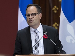Quebec Municipalities Union (UMQ) president Alexandre Cusson speaks after signing a fiscal pact with the Quebec government at the National Assembly in Quebec City, Wednesday, Oct. 30, 2019.