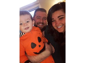 Lee Tappenden, centre, his wife Amy, right, and their son Anthony pose in this undated handout photo. Lee Tappenden thought it was a scam when he got a call last week saying he had won a free trip to Tokyo. The caller was from Shaw, his cable company, and the prize was for ordering "Alita: Battle Angel" -- a James Cameron-produced action movie base on a Japanese comic series -- that neither he nor his wife, Amy, had seen. As it turns out, Tappenden's 20-month-old son Anthony had ordered the movie without the couple knowing -- twice -- in August, making them eligible for the giveaway.