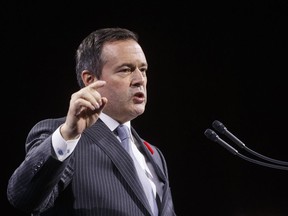 Alberta Premier Jason Kenney delivers his State of the Province address to the Edmonton Chamber of Commerce in Edmonton on Tuesday, October 29, 2019. Parliament's budget watchdog is warning of rougher economic waters ahead that is going to throw the course of the federal budget deeper into deficit.