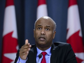 Minister of Immigration, Refugees and Citizenship Ahmed Hussen in responds to the 2019 Spring Reports of the Auditor General in Ottawa on Tuesday, May 7, 2019. Social Development Minister Ahmed Hussen is calling the death of Somali-Canadian human rights worker Almaas Elman devastating news for himself and others. Elman was reportedly shot dead in her car while en route to the airport in the Somali capital of Mogadishu.