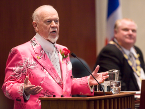 Don Cherry at the swearing-in ceremony of former Toronto mayor Rob Ford, Dec. 7, 2010.