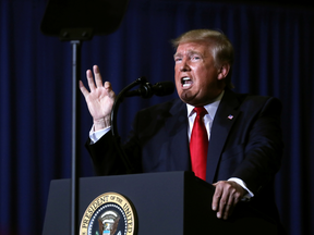 U.S. President Donald Trump speaks at a rally in Tupelo, Mississippi, Nov. 1, 2019.