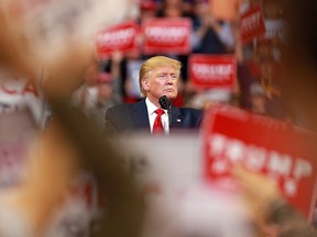 U.S. President Donald Trump speaks at a rally in Bossier City, La., on Nov. 14, 2019.