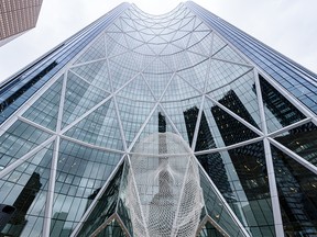 The Bow building in downtown Calgary, the home of Encana Corp., is seen on Oct. 31, 2019, the same day Encana announced it is moving its headquarters to the U.S. and changing its name to Ovintiv.