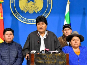 President of Bolivia Evo Morales Ayma talks during a morning press conference when he announced he was going to call for fresh elections after OAS questioned the results of elections held on October 20th on November 10, 2019 in La Paz, Bolivia. Later today, Morales announced his resignation in Chimore, Cochabamba.