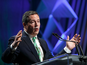 Alberta Premier Jason Kenney speaks at the Rural Municipalities of Alberta conference in Edmonton Alta, on Nov. 15, 2019.