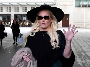 U.S. businesswoman Jennifer Arcuri leaves BBC television studios in London, Britain, November 18, 2019.