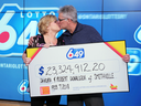 Smithville residents Robert Donaldson and his wife Sandra collect their Lotto 6/49 jackpot.