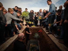 Members of local Mormon communities and relatives of the extended Le Baron family attend the funeral held for Christina Marie Langford on November 09, 2019 in Le Barón, Mexico.