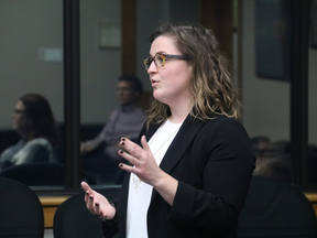 Naturopath Veronique Therriault attends the Planning Advisory and Hearing Committee meeting at City Hall in Cornwall, Ont., on Oct. 22, 2019.