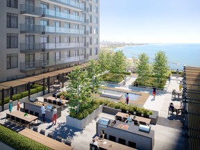 Mirabella residents will be able to enjoy the sun in a spacious lounge area shared between the two towers. Supplied