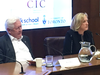 Former Liberal MP Bob Rae and former Conservative MP Lisa Raitt at a conference on populism in Toronto on Wednesday, Nov. 27, 2019.