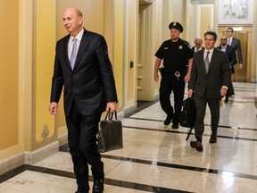 Gordon Sondland, U.S. ambassador to the European Union, arrives for closed-door testimony before House committees on Capitol Hill in Washington, D.C., U.S., on Thursday, Oct. 17, 2019.