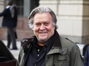 Former White House chief strategist for President Donald Trump, Steve Bannon leaves court after he testifying at the Roger Stone trial Nov. 8, 2019 in Washington.