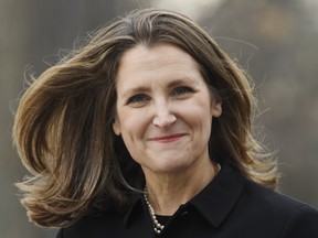 Liberal MP Chrystia Freeland arrives to be sworn in as deputy prime minister and minister of intergovernmental affairs, at the cabinet swearing-in ceremony in Ottawa on Nov. 20, 2019.