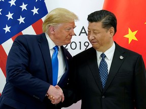 U.S. President Donald Trump meets with Chinese President Xi Jinping at the G20 leaders summit in Osaka, Japan, on June 29, 2019.