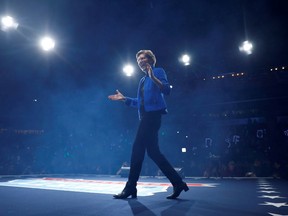 Democratic 2020 U.S. presidential candidate Sen. Elizabeth Warren speaks at a Democratic Party fundraising dinner, the Liberty and Justice Celebration, in Des Moines, Iowa, U.S. November 1, 2019.