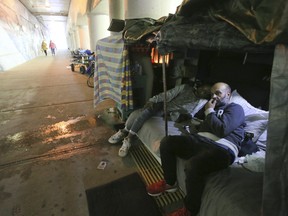 A makeshift shelter of tents on Lower Simcoe St  on Thursday October 3, 2019.