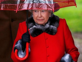 Britain's Queen Elizabeth leaves after attending the Christmas Day service at church in Sandringham, eastern England, December 25, 2015. The animal rights organization Humane Society International UK welcomed November 4, 2019, that Queen Elizabeth II "officially" abandoned the wearing of fur, citing her official dressmaker.